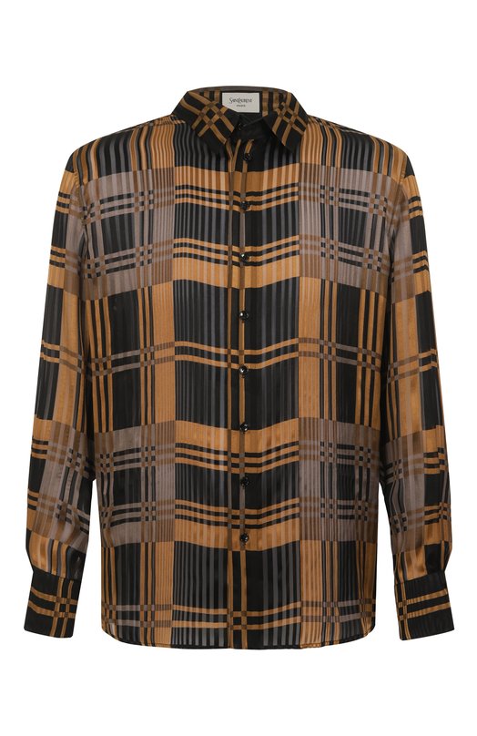 Шелковая рубашка Saint Laurent 813932/Y1L28 Коричневый 813932/Y1L28