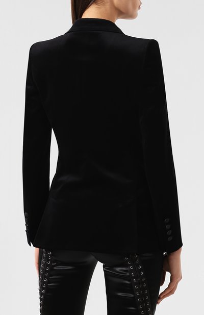 Приталенный бархатный жакет DOLCE & GABBANA черного цвета по цене 213000 руб., арт. F2900T/FUVG7, фото 4 Приталенный бархатный жакет DOLCE & GABBANA, арт. F2900T/FUVG7, фото 4