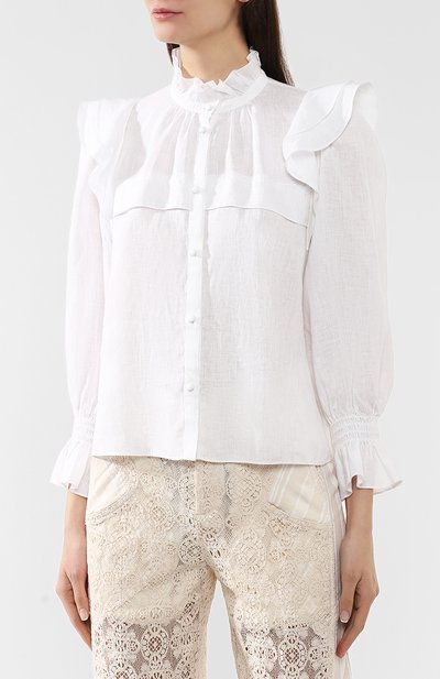 Льняная блузка ISABEL MARANT ETOILE белого цвета по цене 39950 руб., арт. HT1294-19P070E/TEDY, фото 3 Льняная блузка ISABEL MARANT ETOILE, арт. HT1294-19P070E/TEDY, фото 3