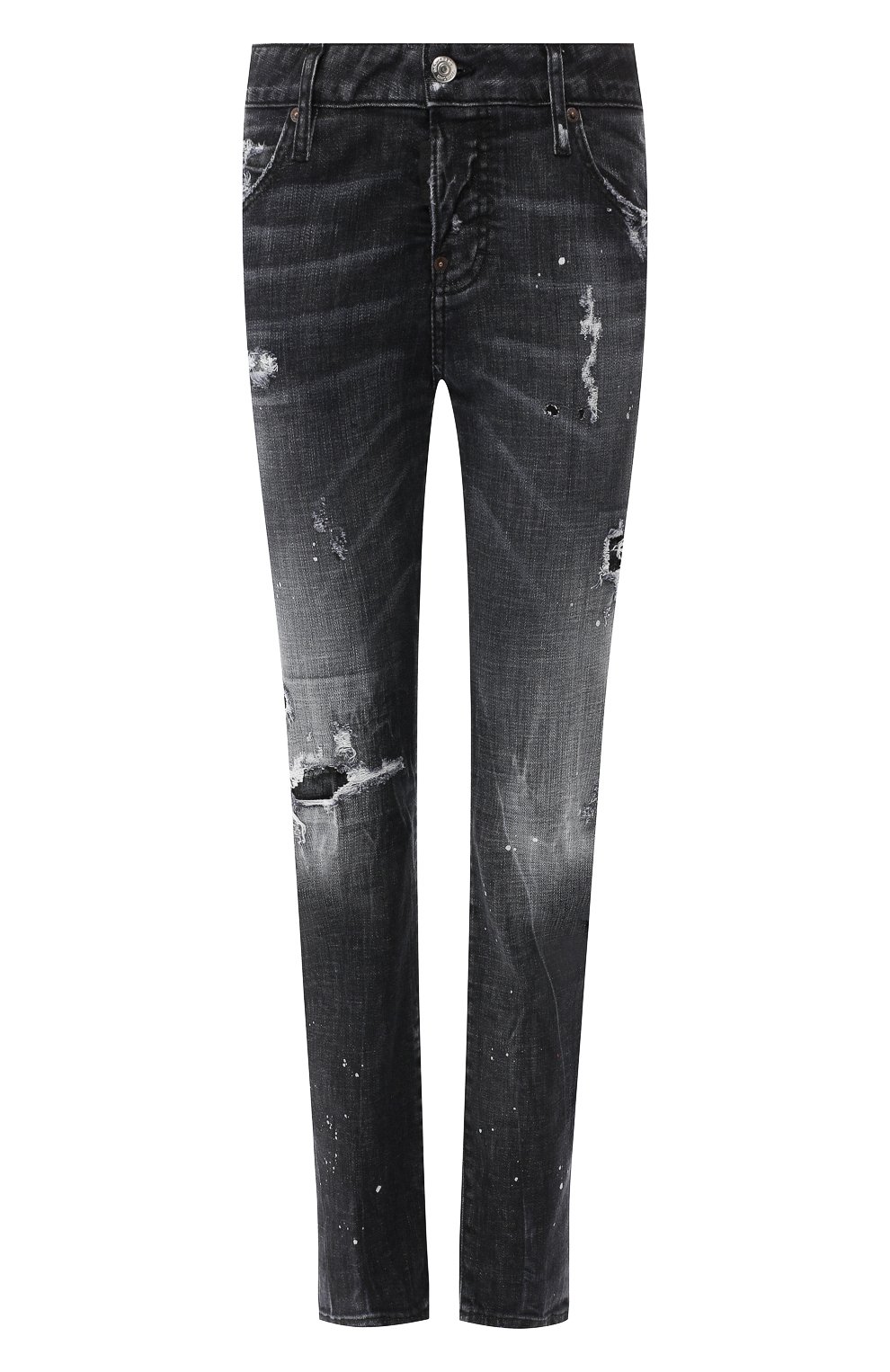 Джинсы с потертостями DSQUARED2 черного цвета по цене 34300 руб., арт. S75LB0134/S30357, фото 1 Джинсы с потертостями DSQUARED2, арт. S75LB0134/S30357, фото 1