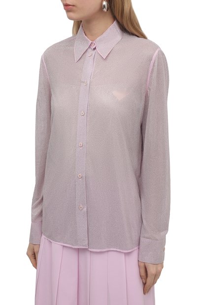 Шелковая блузка с отделкой стразами PRADA, арт. P435FR-1Z4W-F0T08-221, фото 3