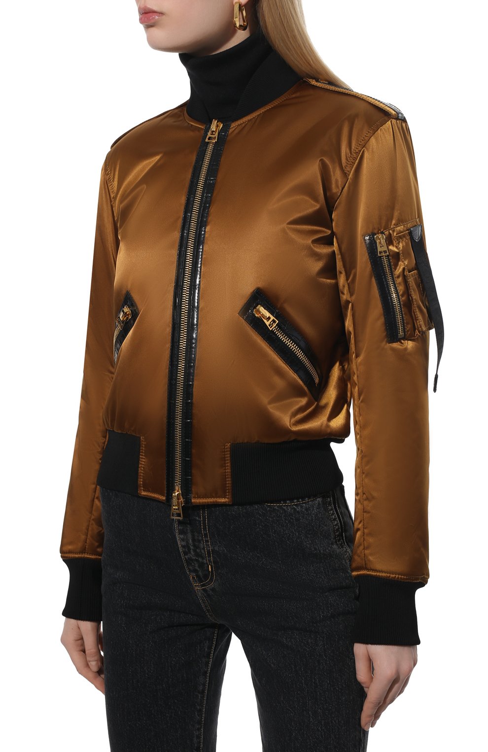 Бомбер TOM FORD золотого цвета по цене 313500 руб., арт. CSL687-LET005, фото 3 Бомбер TOM FORD, арт. CSL687-LET005, фото 3