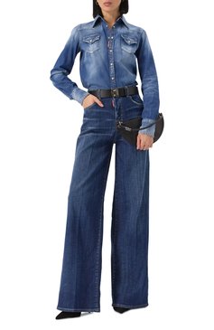 Женская джинсовая рубашка DSQUARED2 синего цвета, арт. S75DL0894/S30341 | Фото 2 (Рукава: Длинные; Материал сплава: Проставлено; Длина (для топов): Стандартные; Драгоценные камни: Проставлено; Принт: Без принта; Стили: Кэжуэл; Женское Кросс-КТ: Рубашка-одежда; Кросс-КТ: Деним; Материал внешний: Деним, Хлопок)