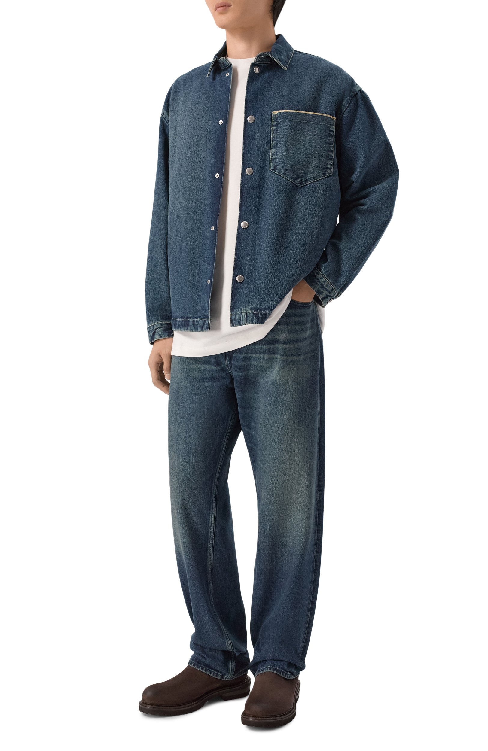 Джинсовая рубашка 7 FOR ALL MANKIND синего цвета по цене 43250 руб., арт. 7T800H49, фото 2 Джинсовая рубашка 7 FOR ALL MANKIND, арт. 7T800H49, фото 2