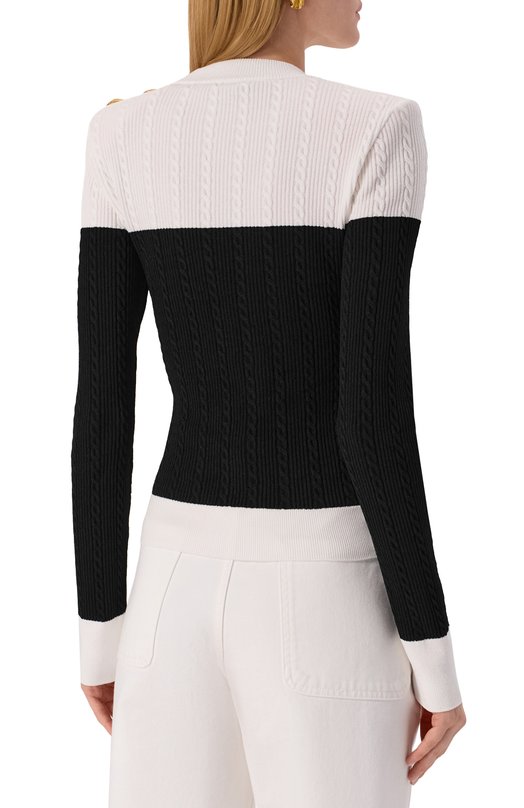 Пуловер из вискозы Balmain FF1KD002/KI50 Чёрно-белый  FF1KD002/KI50 Фото 4