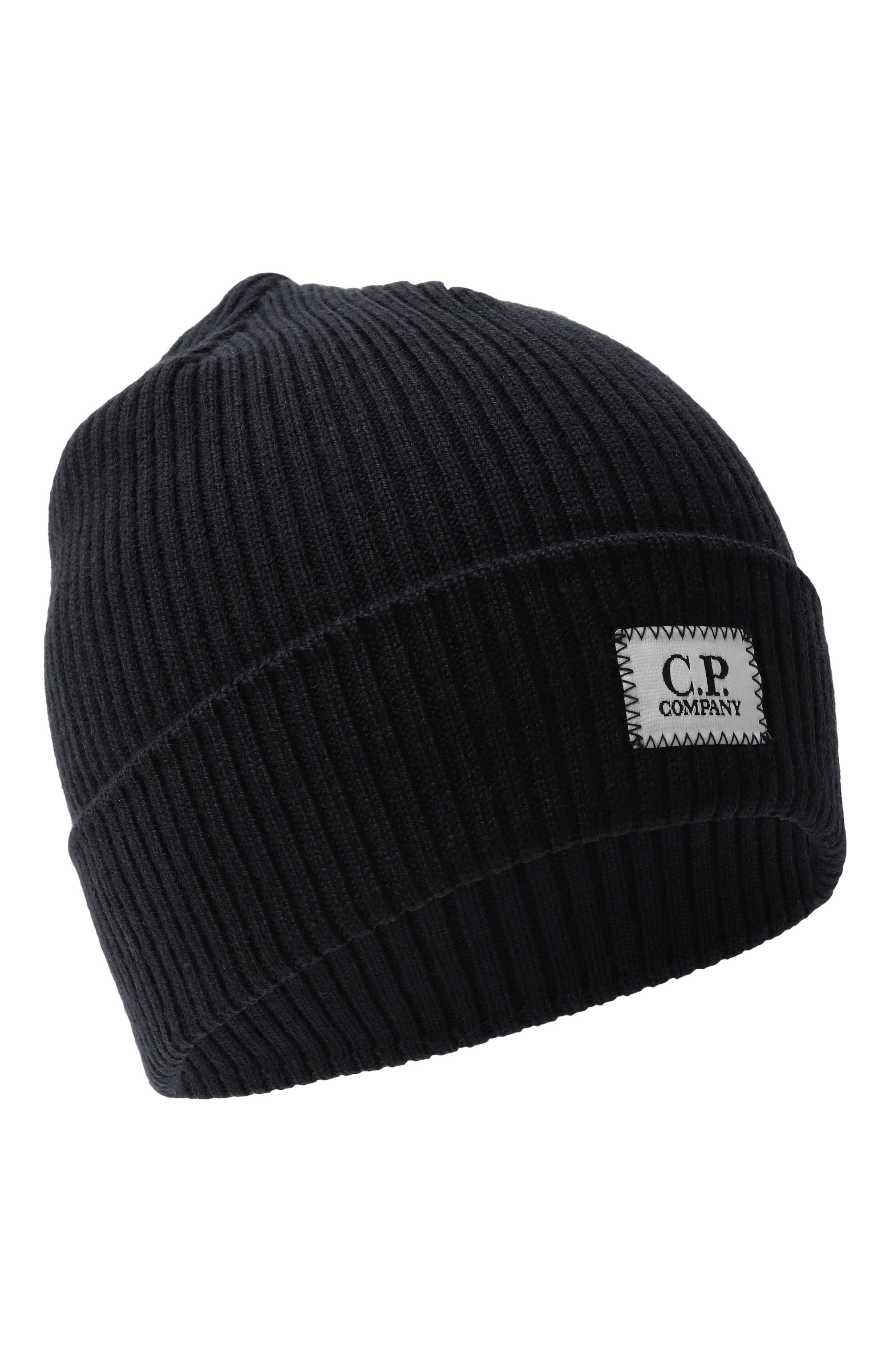 Шерстяная шапка C.P. COMPANY темно-синего цвета по цене 9475 руб., арт. CNX009/LHE71, фото 1 Шерстяная шапка C.P. COMPANY, арт. CNX009/LHE71, фото 1