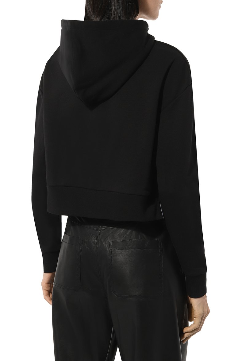 Женский хлопковое худи BALMAIN черного цвета, арт. BF1JP000/BB01 | Фото 4 (Рукава: Длинные; Длина (для топов): Стандартные; Материал внешний: Хлопок; Женское Кросс-КТ: Худи-одежда; Стили: Спорт-шик)
