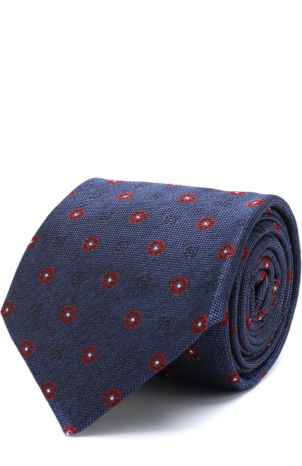 Шелковый галстук с узором KITON темно-синего цвета по цене 26700 руб., арт. UCRVKLC03F61, фото 1 Шелковый галстук с узором KITON, арт. UCRVKLC03F61, фото 1