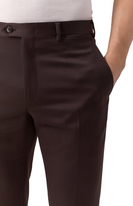 Шерстяные брюки Brioni RPC60N/0DA61 Коричневый  RPC60N/0DA61 Фото 5