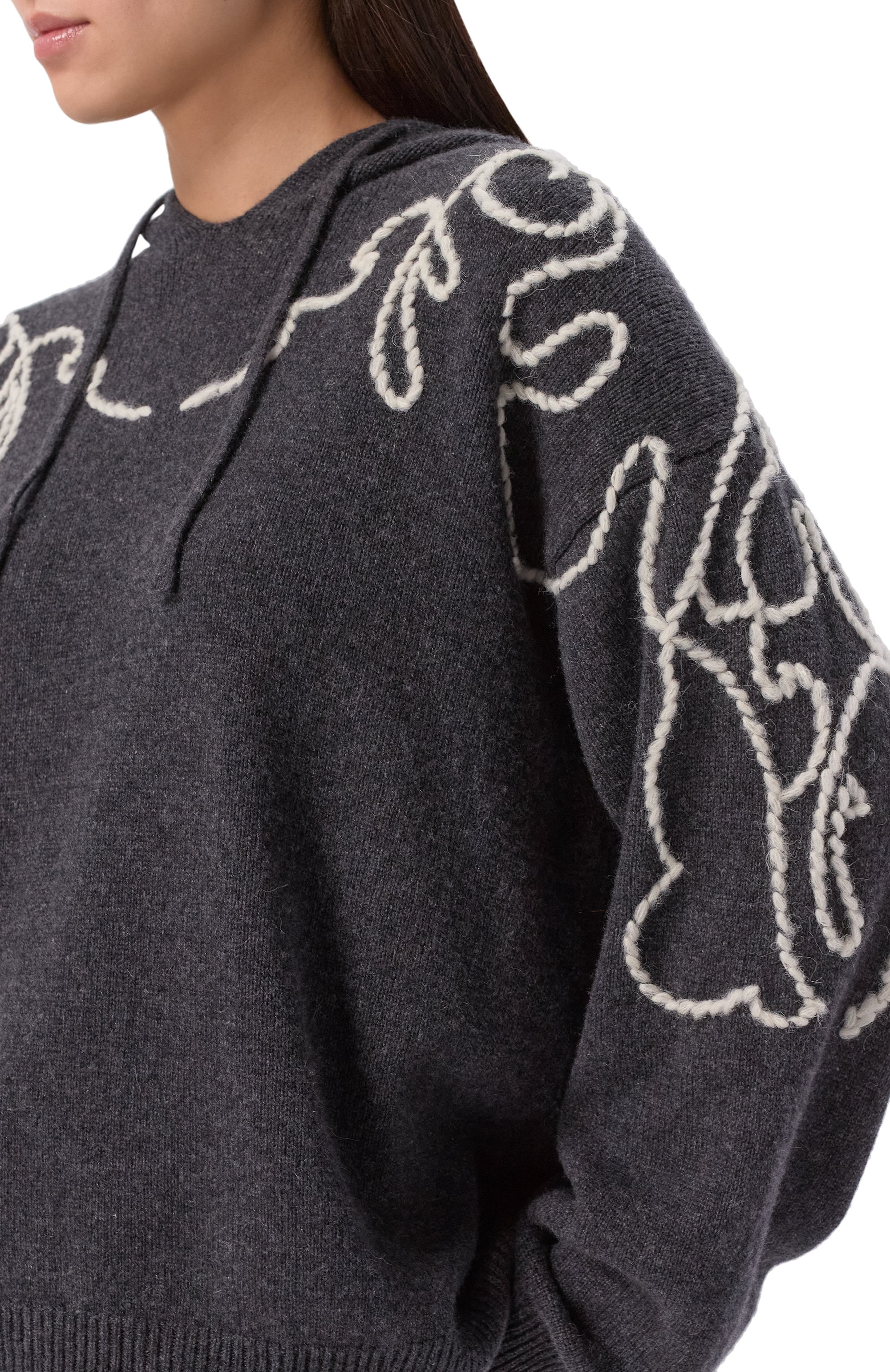 Кашемировое худи ХОХЛОМА Х АЛЕНА АХМАДУЛЛИНА темно-серого цвета по цене 167000 руб., арт. WKT1341, фото 5 Кашемировое худи ХОХЛОМА Х АЛЕНА АХМАДУЛЛИНА, арт. WKT1341, фото 5