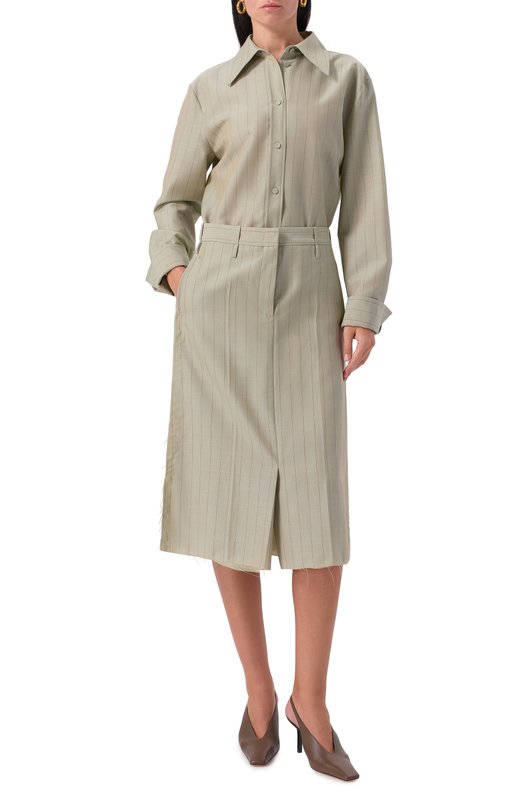 Юбка из шерсти и вискозы Jil Sander J02MA0332/J40275 Зелёный  J02MA0332/J40275 Фото 2