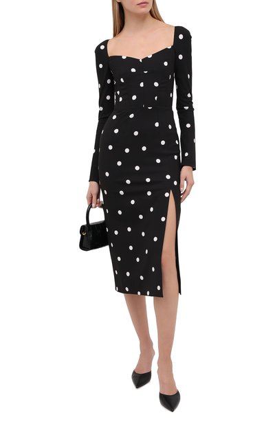 Платье из вискозы DOLCE & GABBANA черно-белого цвета по цене 236500 руб., арт. F6K4NT/FSRLM, фото 2 Платье из вискозы DOLCE & GABBANA, арт. F6K4NT/FSRLM, фото 2