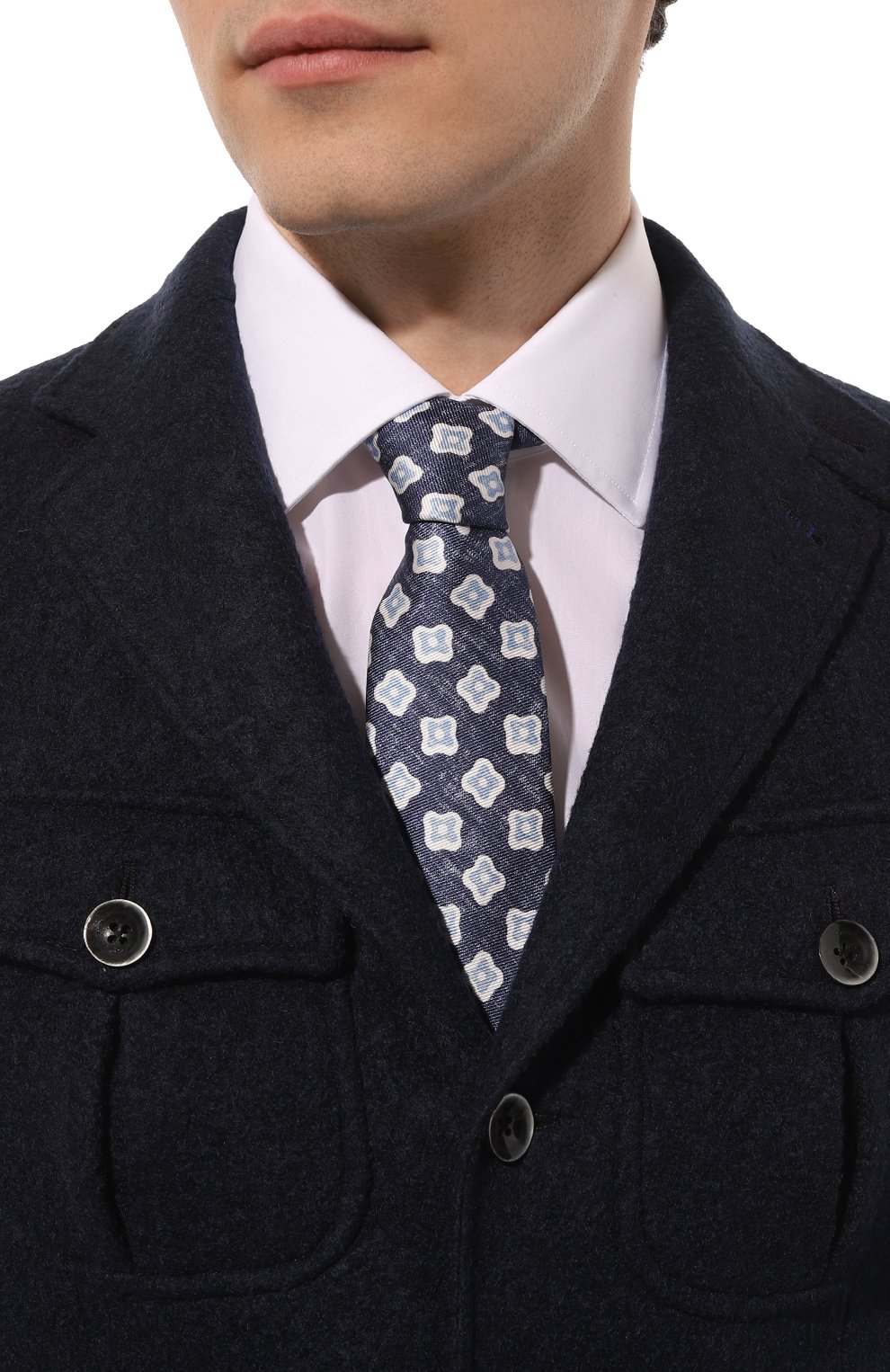 Шелковый галстук KITON синего цвета по цене 28050 руб., арт. UCRVKLC01I39, фото 2 Шелковый галстук KITON, арт. UCRVKLC01I39, фото 2