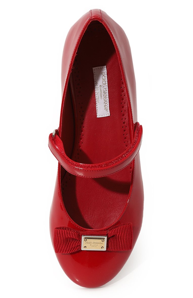 Детские кожаные балетки DOLCE & GABBANA красного цвета, арт. D11193/A5291/37-39 | Фото 4 (Материал сплава: Прост�авлено; Нос: Не проставлено; Материал внутренний: Натуральная кожа; Материал внешний: Натуральная кожа)