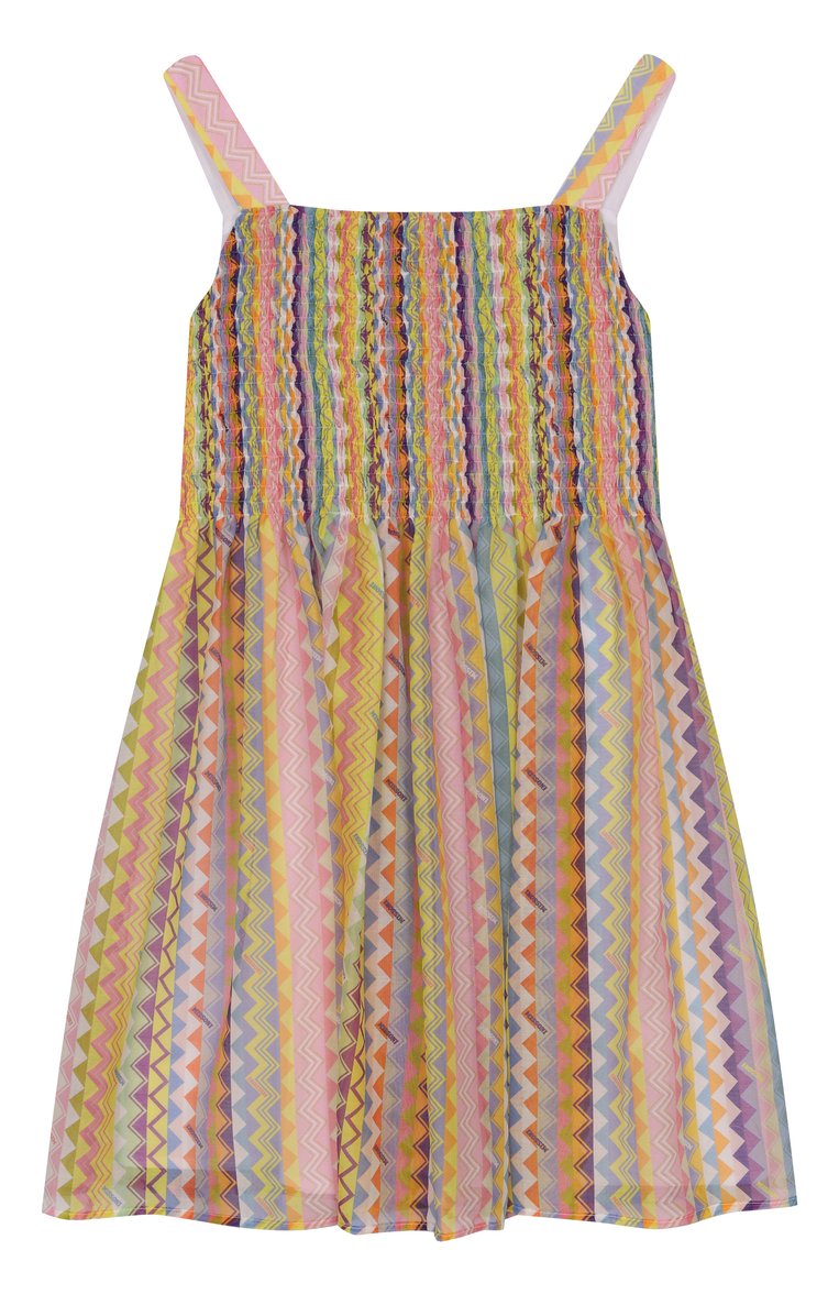 Детское сарафан из хлопка и шелка MISSONI разноцветного цвета, арт. MW1A72/K0216/12-16 | Фото 1 (Материал подклада: Хлопок; Автоматизация состава: Проставлено; Материал внешний: Хлопок; Автоматизация ТО: Проставлено; Рукава: Без рукавов, На бретелях; Девочки Кросс-КТ: Сарафан-одежда; Ростовка одежда: 12 лет | 152 см)