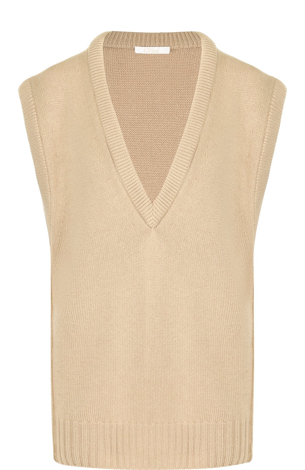 Однотонный кашемировый жилет с v-образным вырезом CHLOÉ, арт. CHC18AMH03500, фото 1