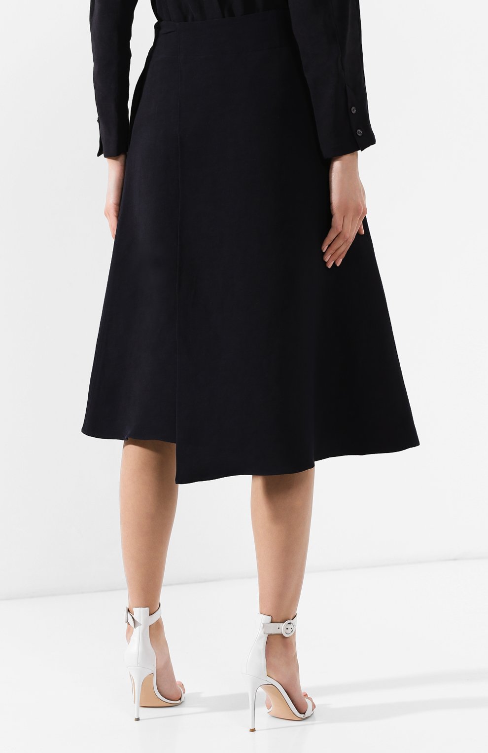 Юбка из смеси вискозы и льна JIL SANDER NAVY темно-синего цвета по цене 56450 руб., арт. JNWM3504A/JM4315, фото 4 Юбка из смеси вискозы и льна JIL SANDER NAVY, арт. JNWM3504A/JM4315, фото 4