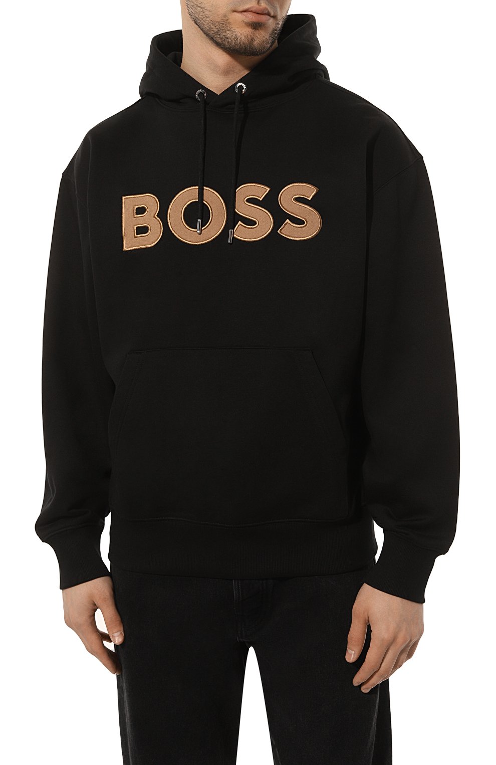 Хлопковое худи BOSS черного цвета по цене 17400 руб., арт. 50486243, фото 3 Хлопковое худи BOSS, арт. 50486243, фото 3