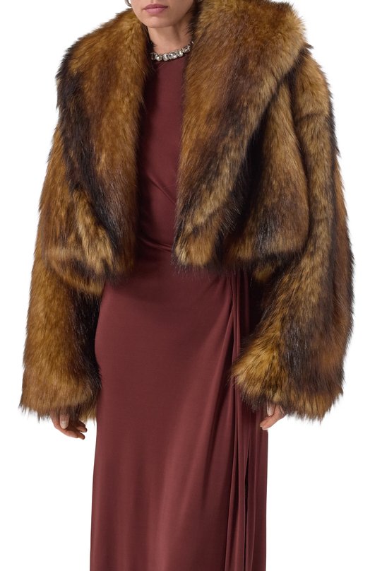 Шуба из экомеха David Koma PF25DK10J Коричневый  PF25DK10J Фото 3