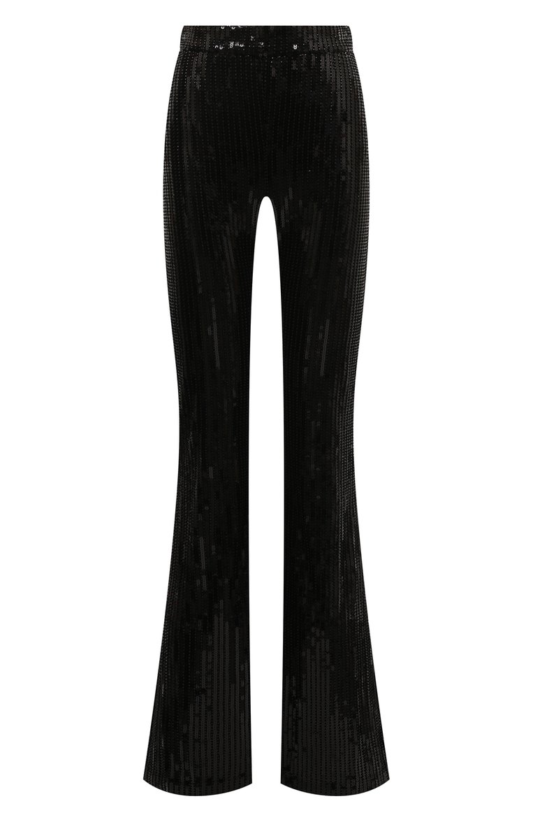 Женские брюки с отделкой пайетками THE NEW ARRIVALS ILKYAZ OZEL черного цвета, арт. C0LETTE PANTS | Фото 1 (Материал внешний: Синтетический материал; Драгоценные камни: Проставлено; Материал сплава: Проставлено; Длина (брюки, джинсы): Удлиненные; Женское Кросс-КТ: Брюки-одежда; Силуэт Ж (брюки и джинсы): Расклешенные; Стили: Гламурный)