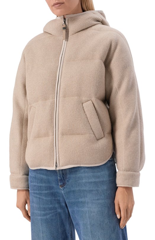 Кашемировый пуховик Brunello Cucinelli M01ET7728 Бежевый  M01ET7728 Фото 3