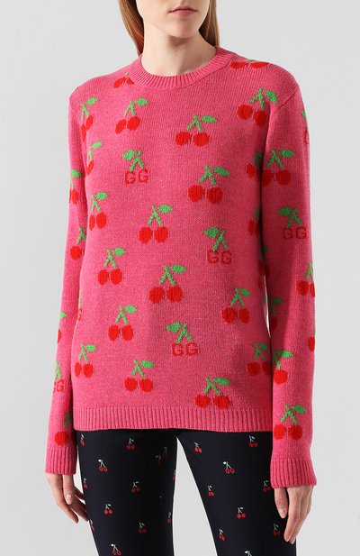 Шерстяной пуловер GUCCI розового цвета по цене 125000 руб., арт. 579931/XKAWB, фото 3 Шерстяной пуловер GUCCI, арт. 579931/XKAWB, фото 3