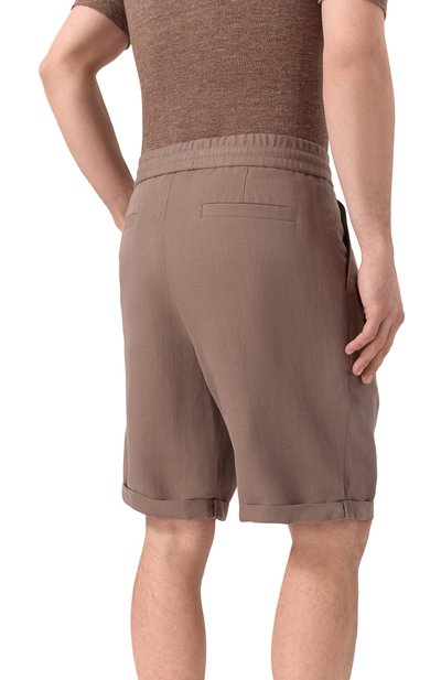 Шорты изо льна и хлопка BRUNELLO CUCINELLI коричневого цвета по цене 113500 руб., арт. MH255U0020, фото 4 Шорты изо льна и хлопка BRUNELLO CUCINELLI, арт. MH255U0020, фото 4