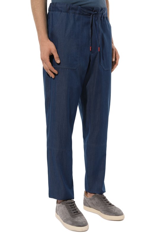 Хлопковые брюки Kiton UPN004H08857 Синий  UPN004H08857 Фото 3
