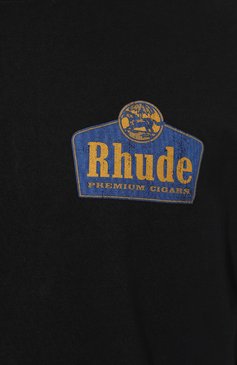 Мужская хлопковая футболка RHUDE черного цвета, арт. RHSS24TT07012610 | Фото 5 (Материал сплава: Проставлено; Длина (для топов): Стандартные; Драгоценные камни: Проставлено; Материал внешний: Хлопок; Рукава: Короткие; Принт: С принтом; Стили: Спорт-шик; Мужское Кросс-КТ: Футболка-одежда; Кросс-КТ: Джерси)