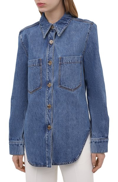 Джинсовая рубашка NANUSHKA синего цвета по цене 42750 руб., арт. SEINT_MEDIUM BLUE_RIGID DENIM, фото 3 Джинсовая рубашка NANUSHKA, арт. SEINT_MEDIUM BLUE_RIGID DENIM, фото 3