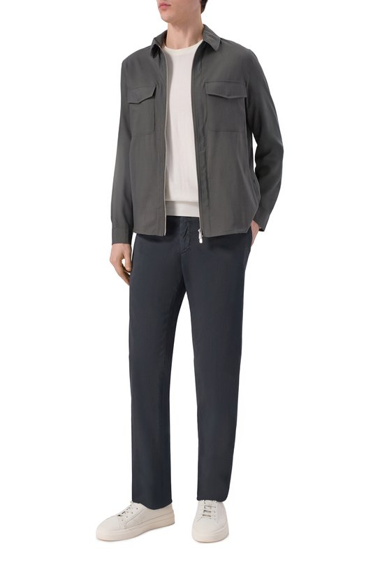 Брюки из хлопка и шелка Marco Pescarolo SLIM80/5300 Чёрный  SLIM80/5300 Фото 2