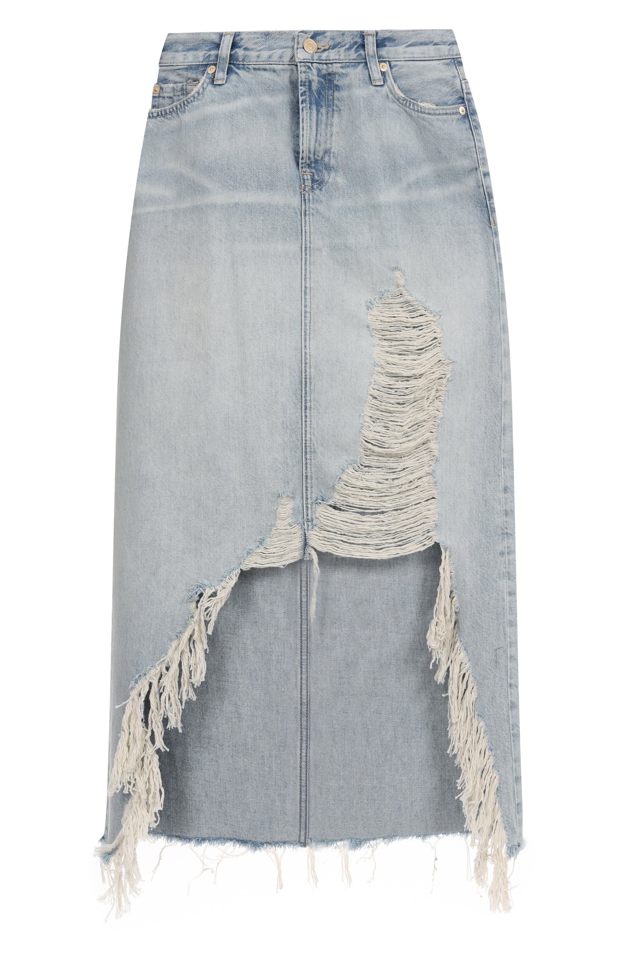 Джинсовая юбка 7 FOR ALL MANKIND голубого цвета по цене 26350 руб., арт. 7U013066PAS, фото 1 Джинсовая юбка 7 FOR ALL MANKIND, арт. 7U013066PAS, фото 1