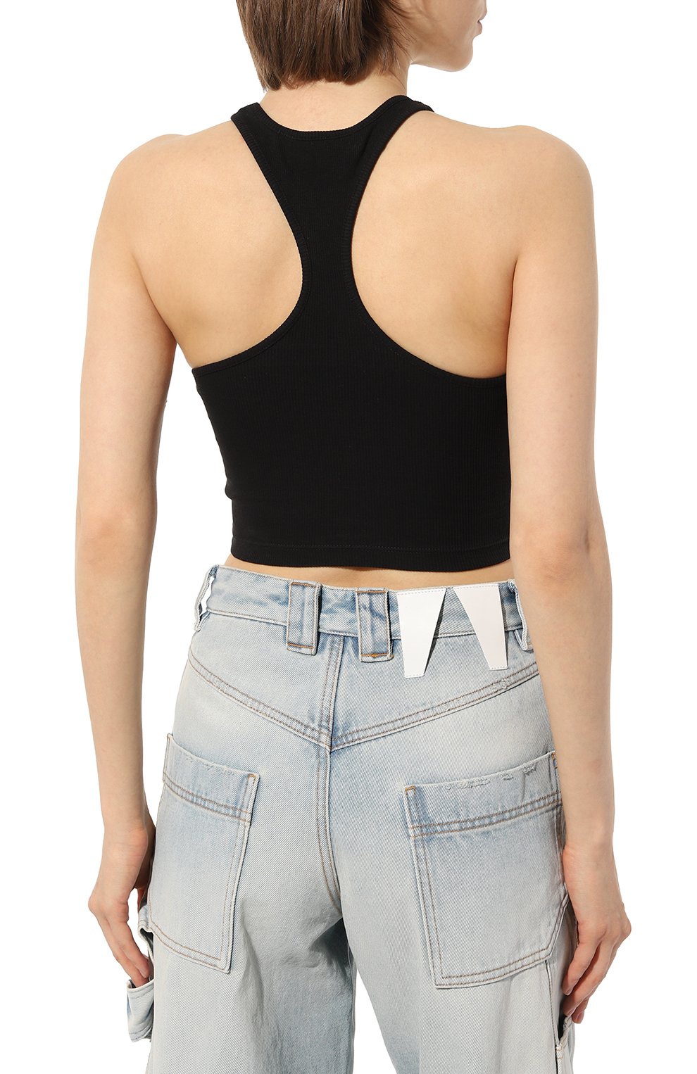 Хлопковый топ OFF-WHITE черного цвета по цене 26150 руб., арт. OWAD086C99JER0011001, фото 4 Хлопковый топ OFF-WHITE, арт. OWAD086C99JER0011001, фото 4