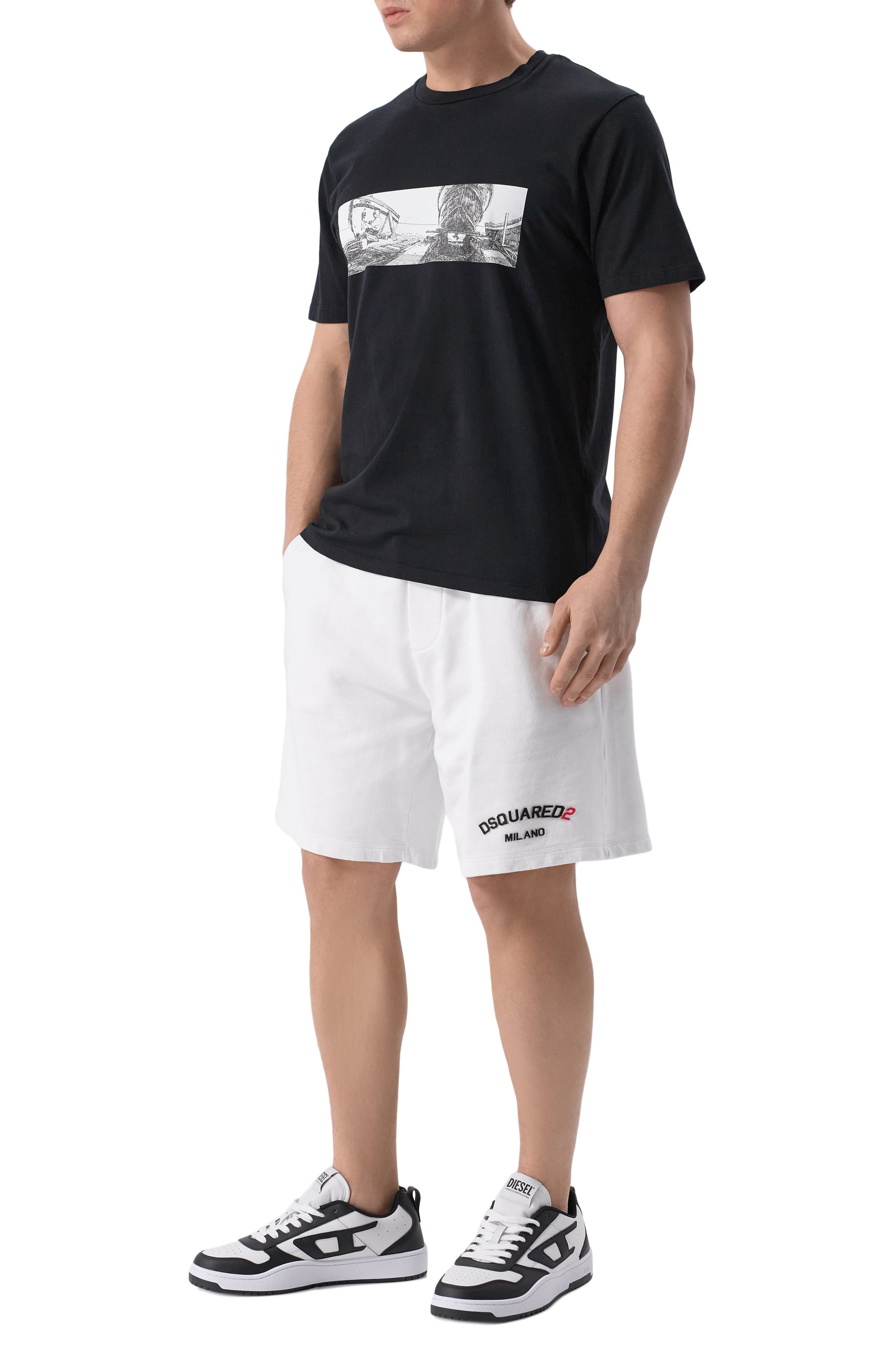 Хлопковые шорты DSQUARED2 белого цвета по цене 47950 руб., арт. S74MU0894/S25539, фото 2 Хлопковые шорты DSQUARED2, арт. S74MU0894/S25539, фото 2