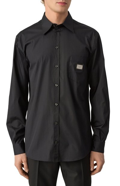 Хлопковая рубашка DOLCE & GABBANA черного цвета по цене 85850 руб., арт. G5JG4T/FU5U8, фото 3 Хлопковая рубашка DOLCE & GABBANA, арт. G5JG4T/FU5U8, фото 3