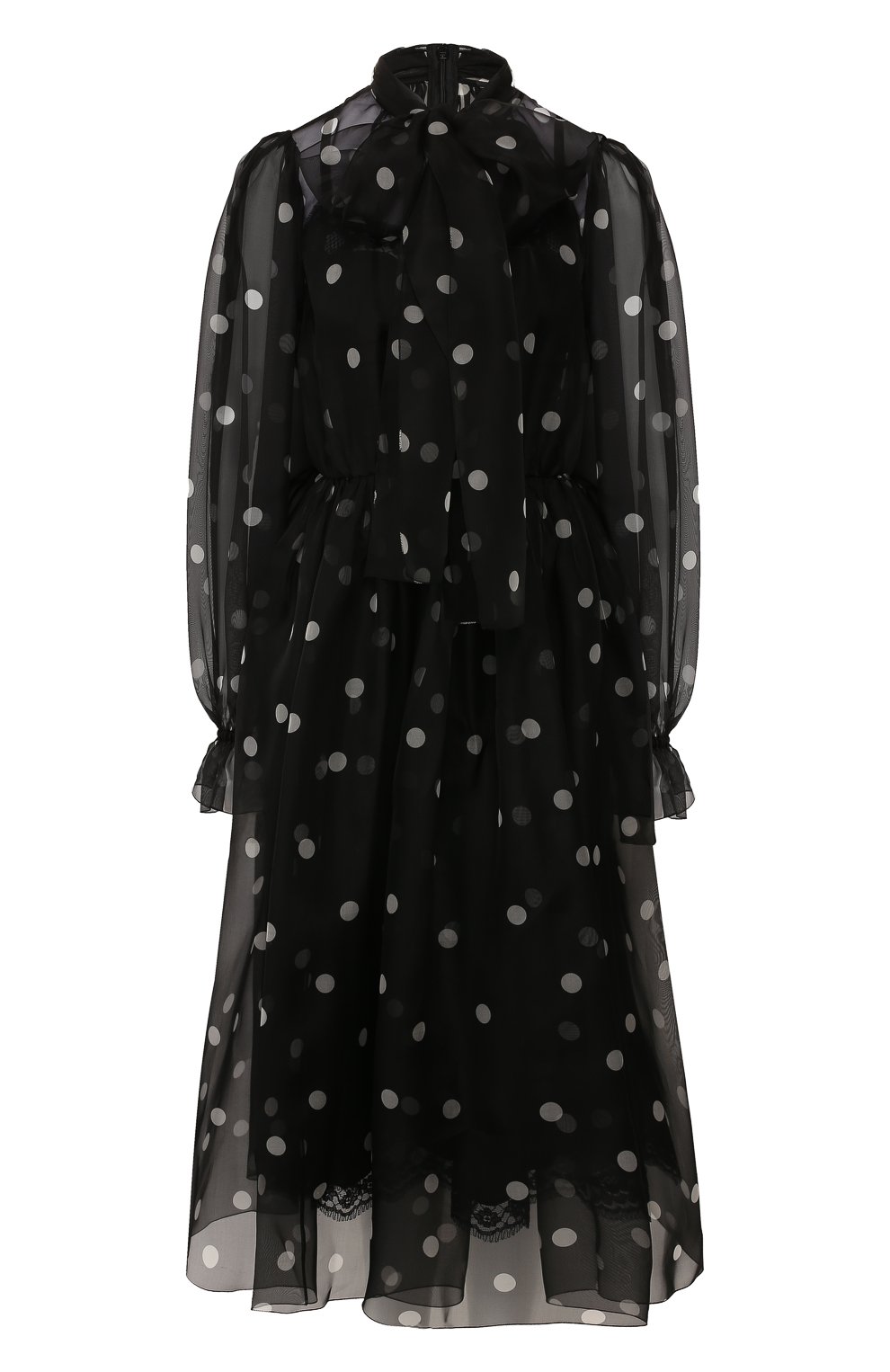 Шелковое платье DOLCE & GABBANA черно-белого цвета по цене 299500 руб., арт. F6C0IT/HS15W, фото 1 Шелковое платье DOLCE & GABBANA, арт. F6C0IT/HS15W, фото 1