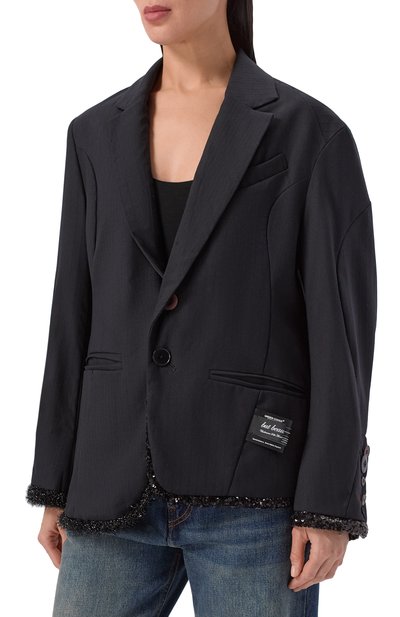 Шерстяной жакет с отделкой пайетками UNDERCOVER черного цвета по цене 309000 руб., арт. UC2E1103, фото 3 Шерстяной жакет с отделкой пайетками UNDERCOVER, арт. UC2E1103, фото 3