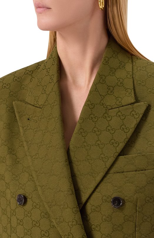 Хлопковый жакет Gucci 831993/Z7AH8 Зелёный  831993/Z7AH8 Фото 5