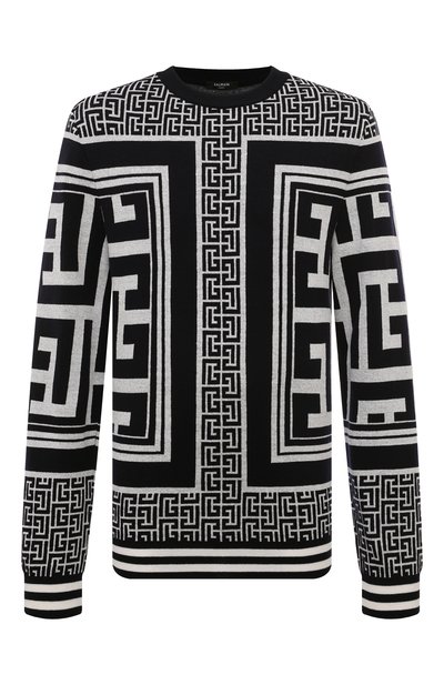 Мужской джемпер из шерсти и льна BALMAIN, арт. BH1KD000/KE82