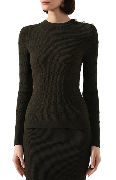 Пуловер BALMAIN хаки цвета по цене 106500 руб., арт. TF13111/K030, фото 3 Пуловер BALMAIN, арт. TF13111/K030, фото 3