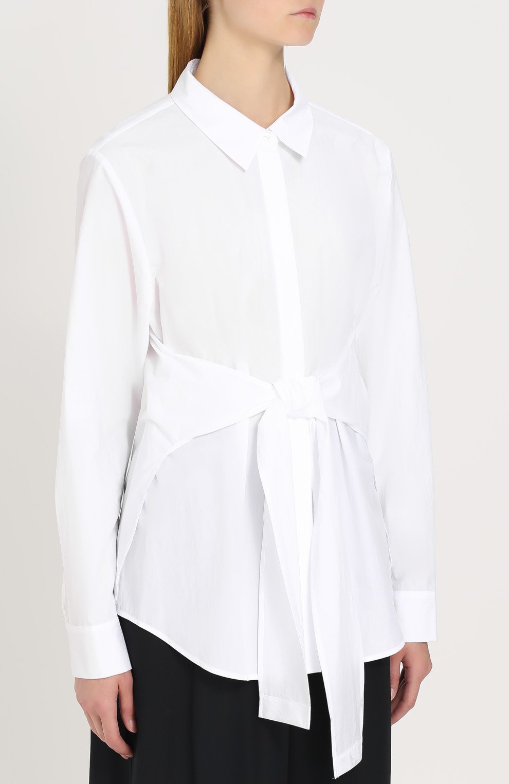 Приталенная хлопковая блуза с поясом ALEXANDERWANG.T, арт. 4W271007P7, фото 3