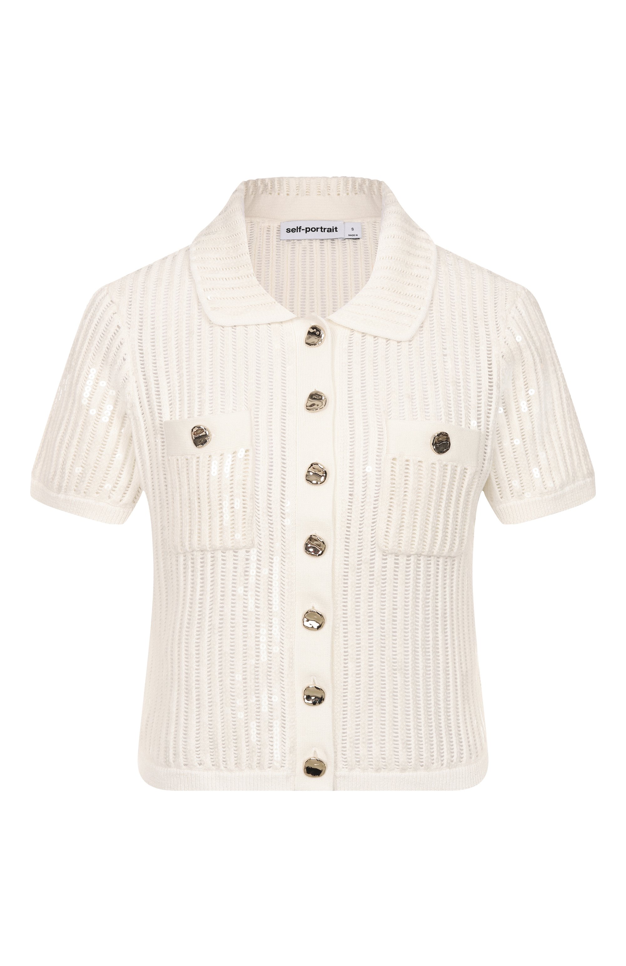Хлопковый кардиган SELF-PORTRAIT, арт. SS25126TW, фото 1