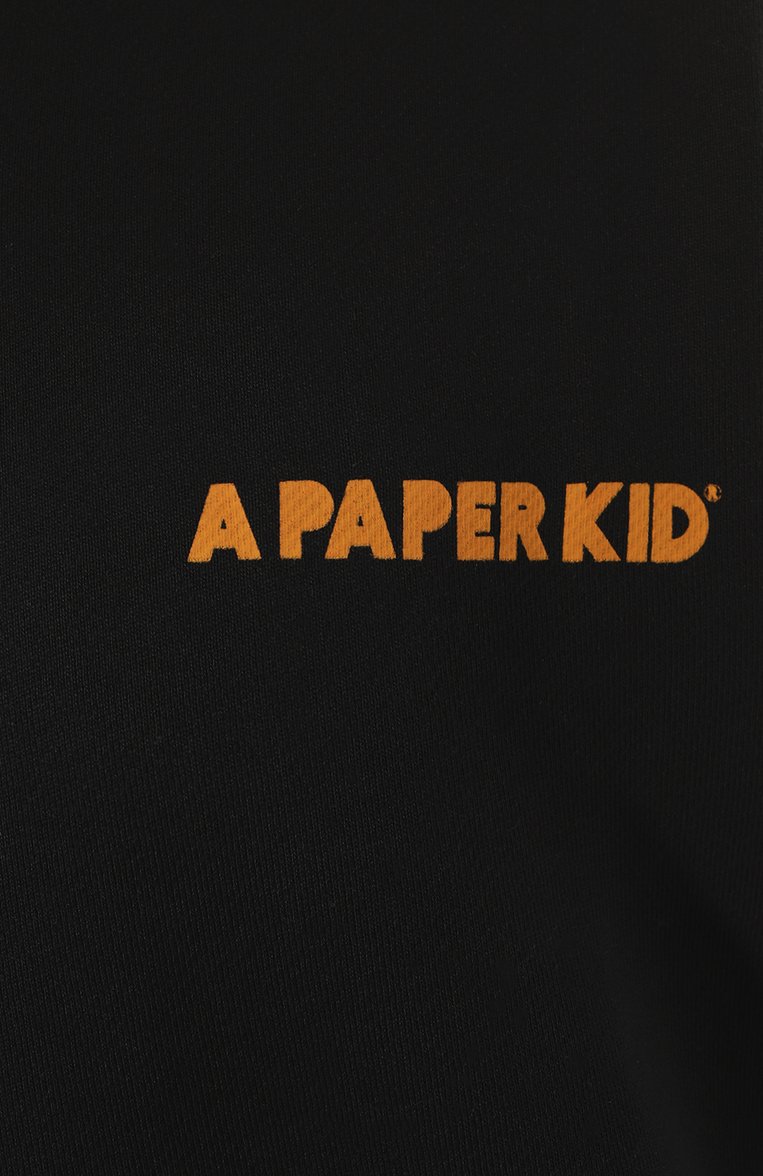 Мужской хлопковый свитшот A PAPER KID черного цвета, арт. F3PKMASW020 | Фото 5 (Рукава: Длинные; Длина (для топов): Стандартные; Материал внешний: Хлопок; Мужское Кросс-КТ: свитшот-одежда; Принт: С принтом; Стили: Спорт-шик; Автоматизация ТО: Проставлено; Автоматизация состава: Проставлено; Детали: Без декора)