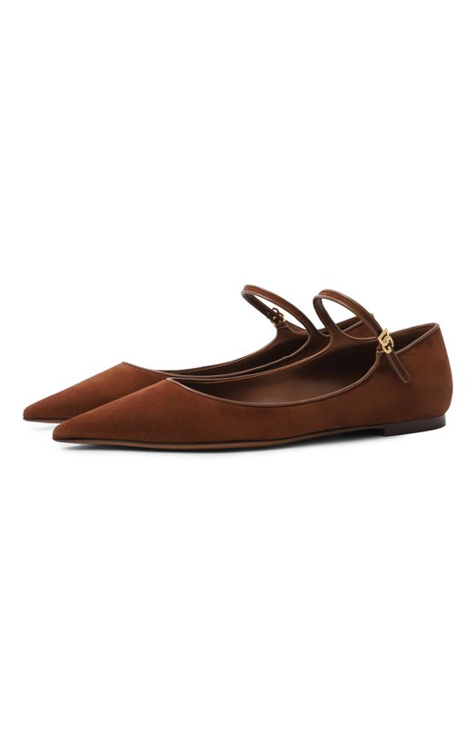 Замшевые балетки New Cardinale Dolce & Gabbana CB0267/AQ134 Коричневый CB0267/AQ134