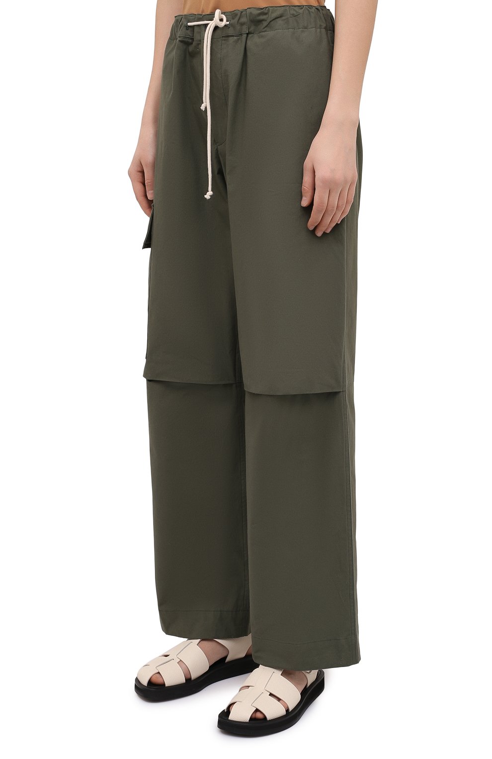 Хлопковые брюки JIL SANDER хаки цвета по цене 66950 руб., арт. JPPS310705-WS242600, фото 3 Хлопковые брюки JIL SANDER, арт. JPPS310705-WS242600, фото 3