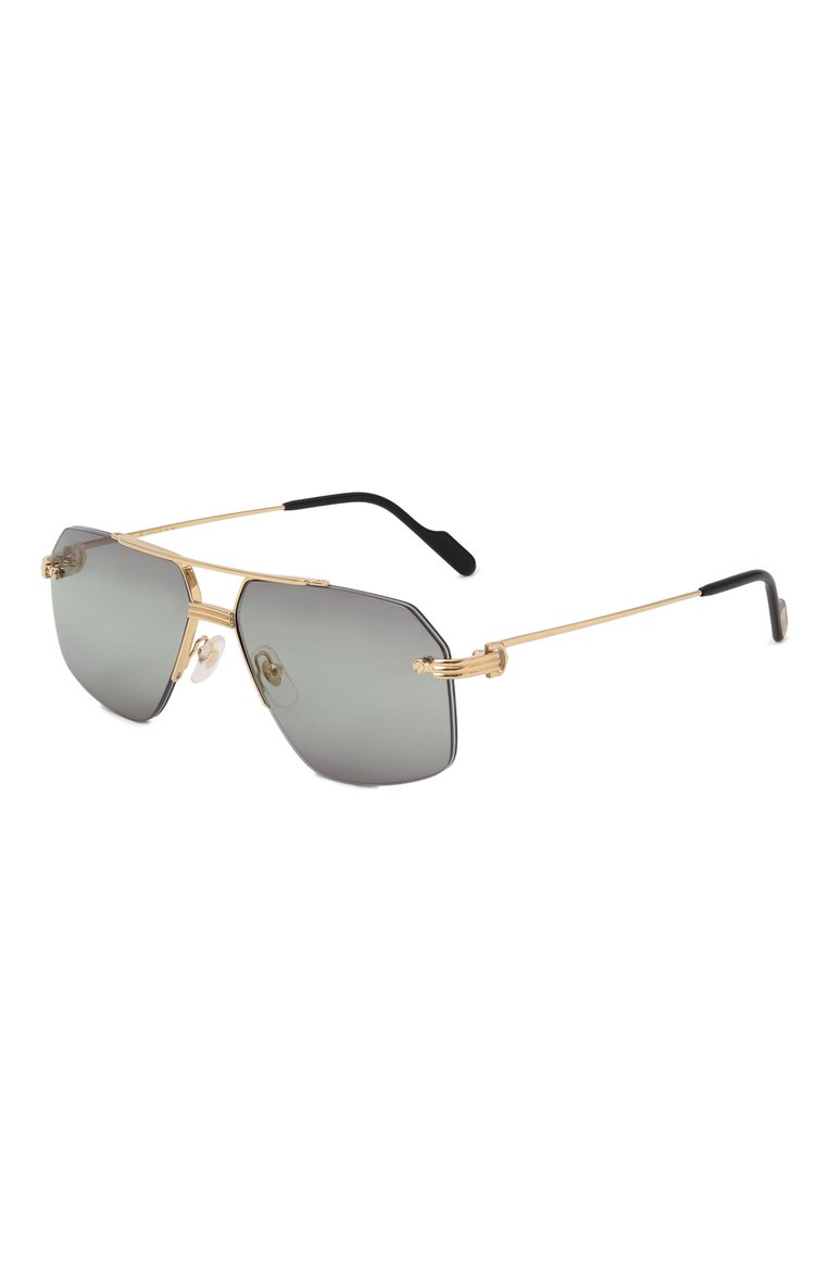 Мужские солнцезащитные очки CARTIER серого цвета, арт. CT0426S 003 | Фото 1 (Нос: Не проставлено; Региональные ограничения белый список (Axapta Mercury): Не проставлено; Материал: Металл; Тип очков: С/з; Кросс-КТ: С/з-мужское; Очки форма: Безоправные, Авиаторы; Оптика Гендер: оптика-мужское)