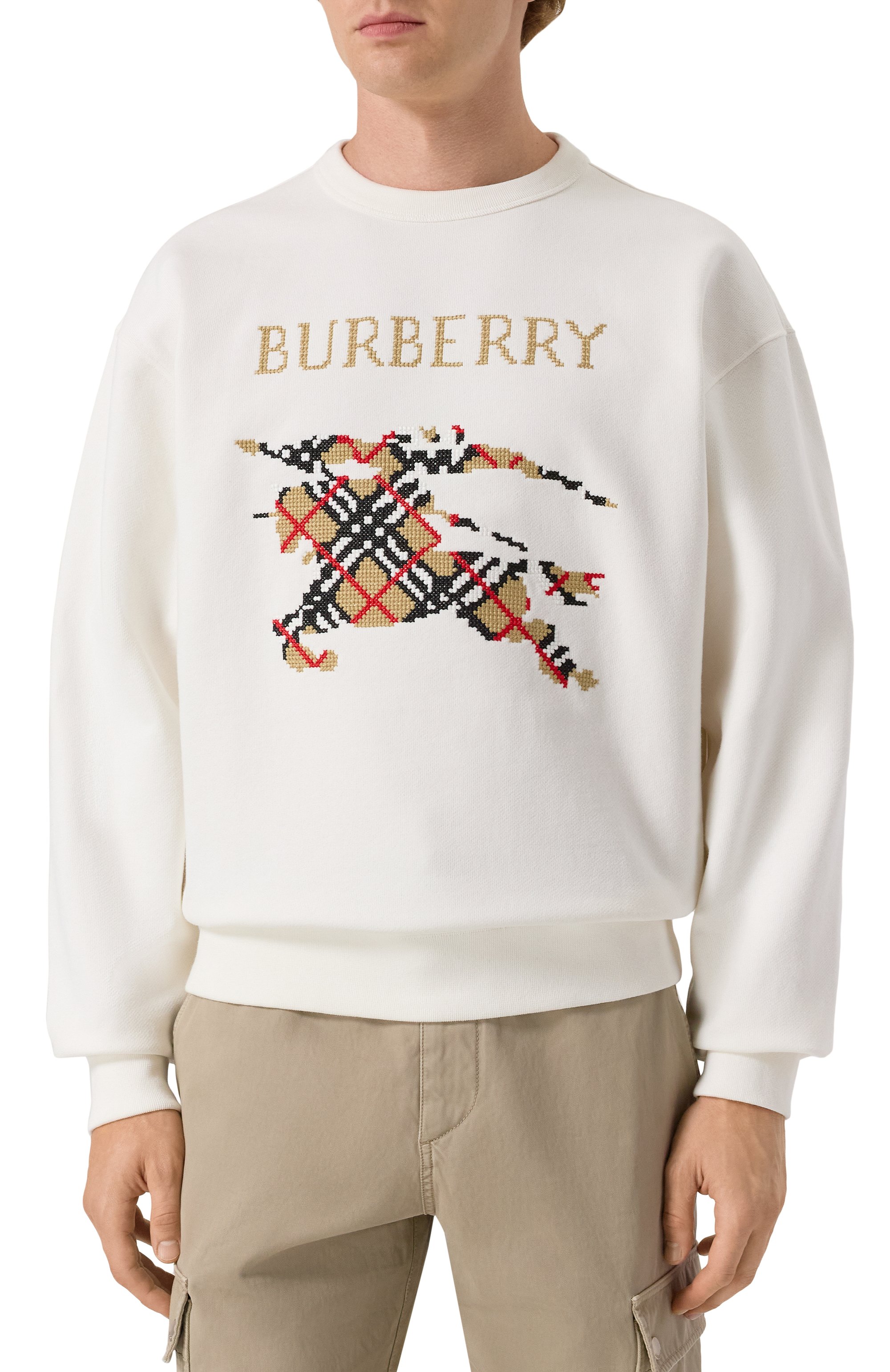 Хлопковый свитшот BURBERRY белого цвета по цене 92650 руб., арт. 8110547, фото 3 Хлопковый свитшот BURBERRY, арт. 8110547, фото 3