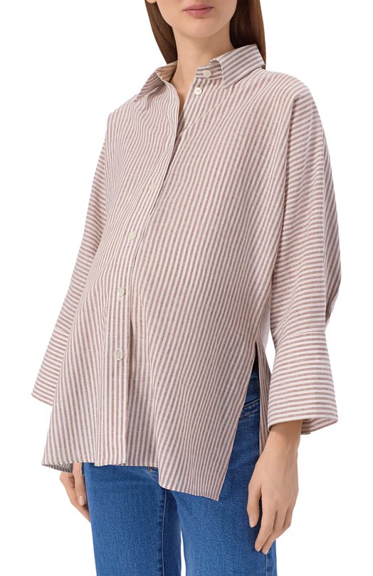 Рубашка изо льна и хлопка Pietro Brunelli CA2514/LI0028 Коричневый  CA2514/LI0028 Фото 3