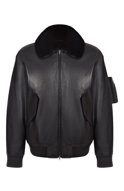 Мужской кожаный бомбер с подкладкой из норки MVST, арт. M25.1PM.0004/BIG SIZE/PL0NGE