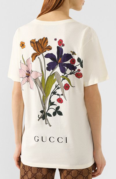 Хлопковая футболка GUCCI кремового цвета по цене 31300 руб., арт. 492347/XJAN5, фото 4 Хлопковая футболка GUCCI, арт. 492347/XJAN5, фото 4